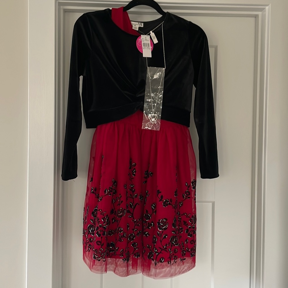 Formal holiday dress -red and black (velvet)